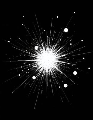 The primary subject of the image is a bright, white, and colorful explosion, which appears to be a digital art or illustration. The setting is a black background, which contrasts with the vibrant colors of the explosion. The visual style suggests a creative and dynamic representation of the explosion. The colors and mood of the image are energetic and lively, with the white and colorful explosion being the main focus of the image.